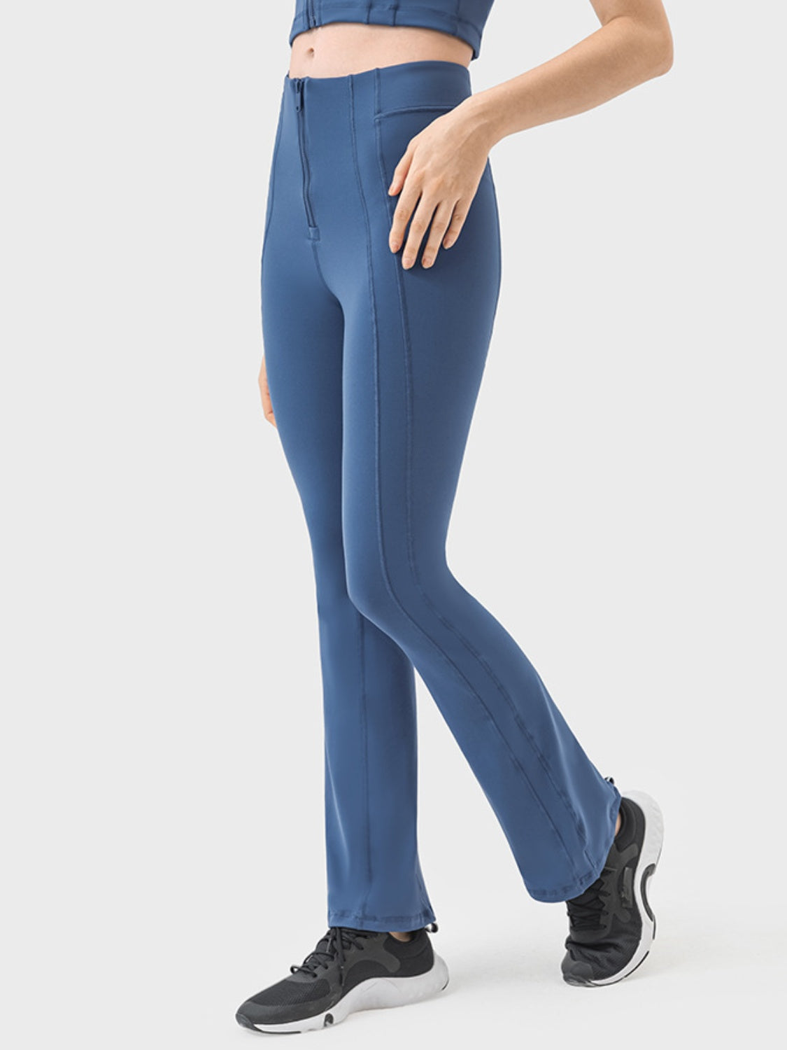 Zipper Detail High Waist Active Pants-Angel Casuals