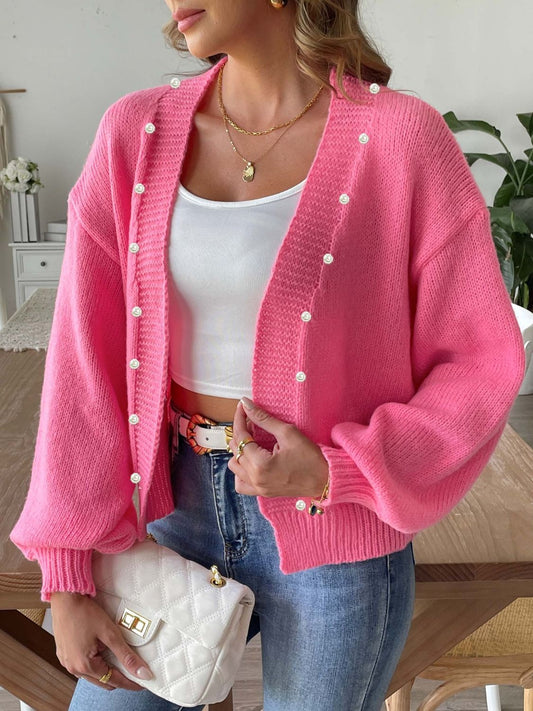 Pearl Open Front Long Sleeve Cardigan-Angel Casuals