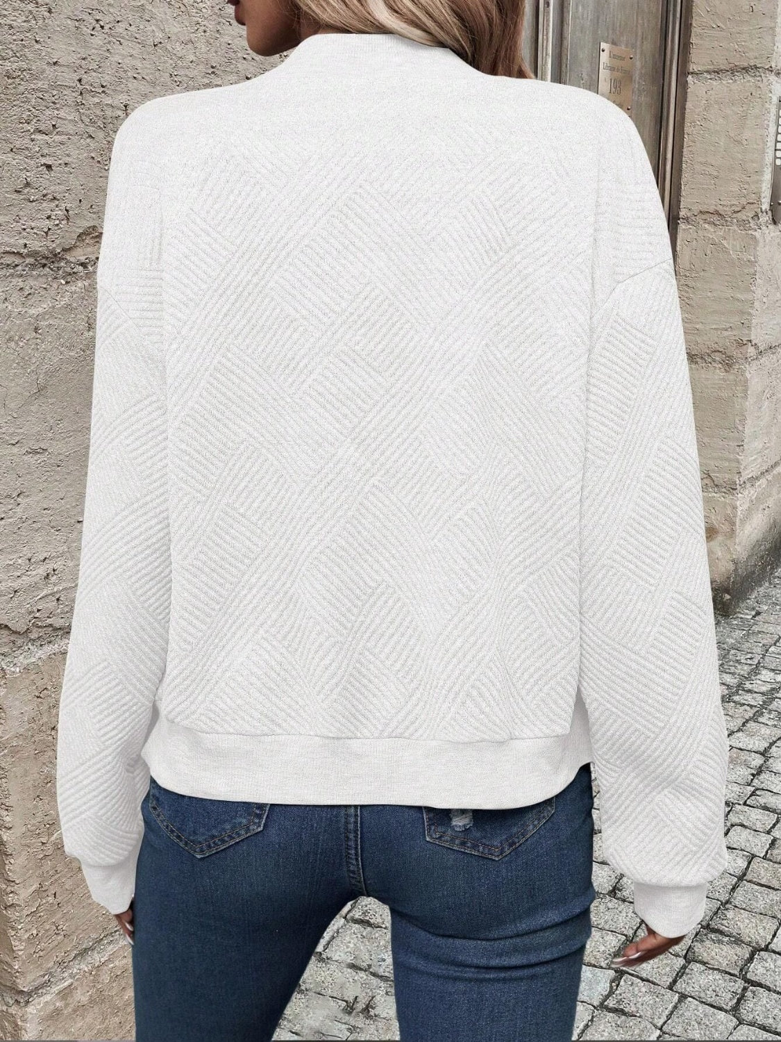 Textured Zip Up Long Sleeve Jacket-Angel Casuals