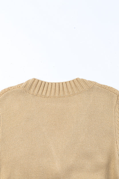 Cable-Knit Button Down V-Neck Cardigan-Angel Casuals