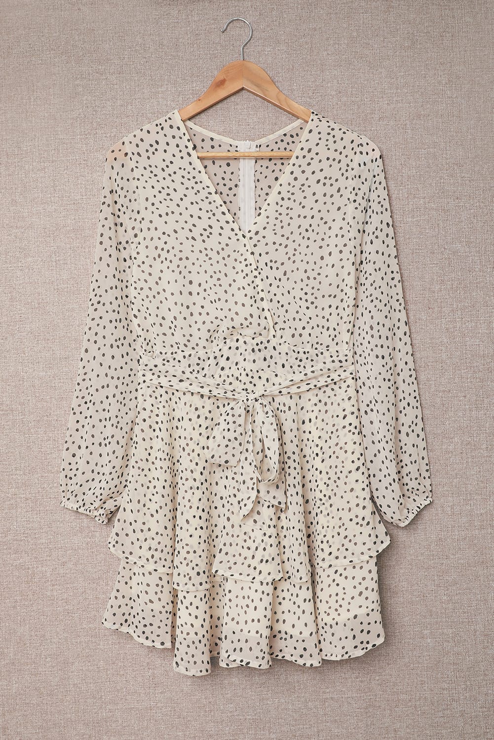 Tied Polka Dot Balloon Sleeve Layered Dress-Angel Casuals