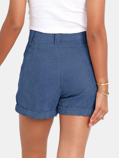 Full Size High Waist Shorts with Pockets-Angel Casuals