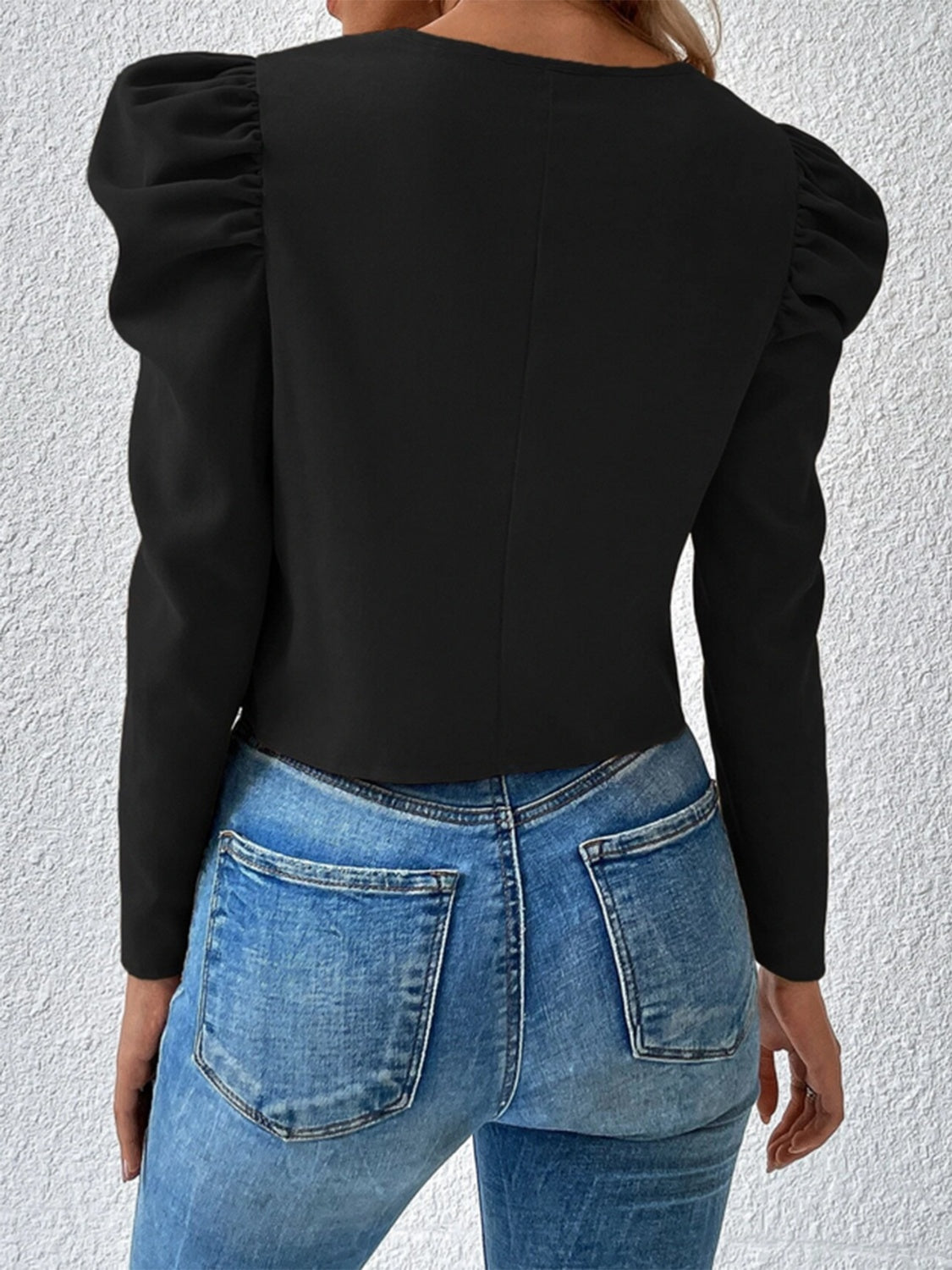 Zip Up Puff Sleeve Jacket-Angel Casuals