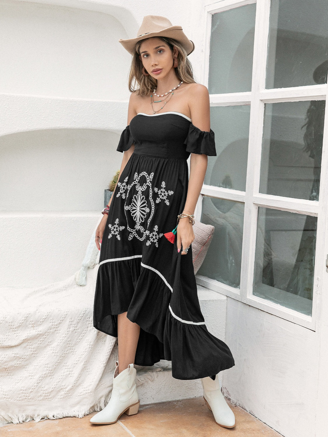 High-Low Off-Shoulder Dress-Angel Casuals