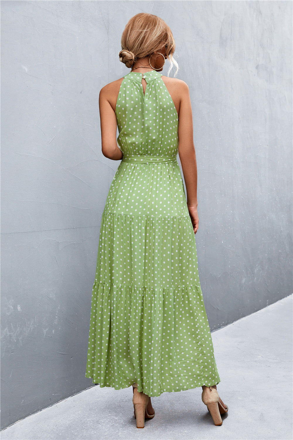 Printed Sleeveless Tie Waist Maxi Dress-Angel Casuals