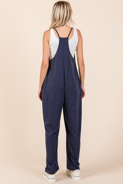 Mittoshop Patch Pocket Wide Leg Sleeveless Jumpsuit-Angel Casuals