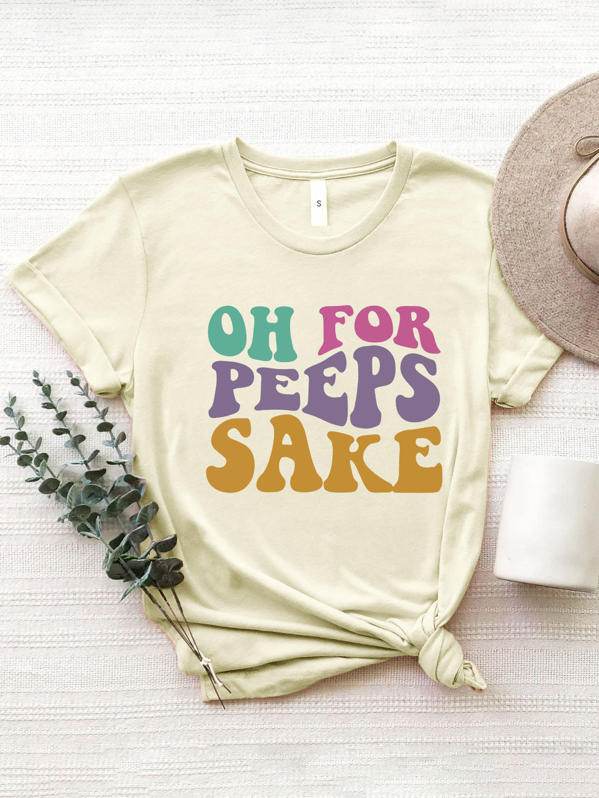 OH FOR PEEPS SAKE Round Neck T-Shirt-Angel Casuals