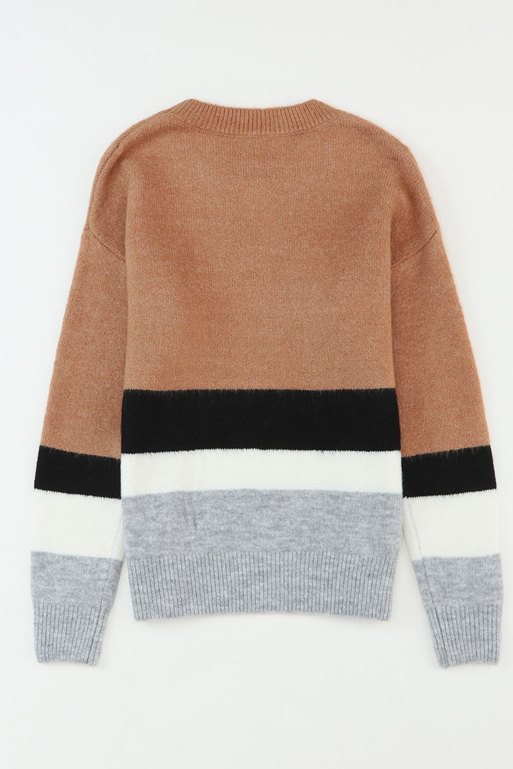 Color Block Round Neck Dropped Shoulder Sweater-Angel Casuals