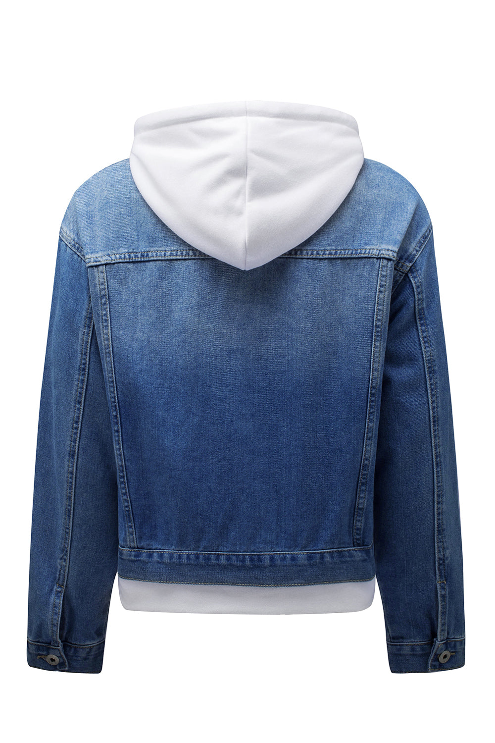 Distressed Hooded Denim Jacket-Angel Casuals