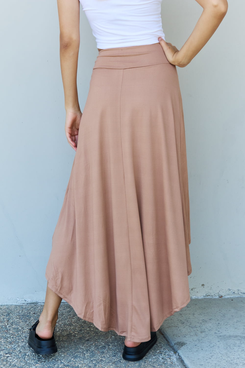 Ninexis First Choice High Waisted Flare Maxi Skirt in Camel-Angel Casuals