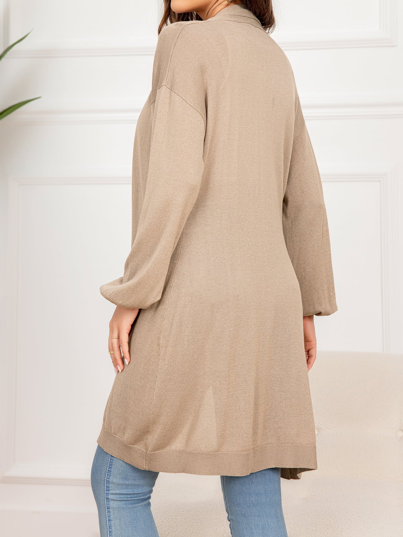 Dropped Shoulder Open Front Longline Cardigan-Angel Casuals