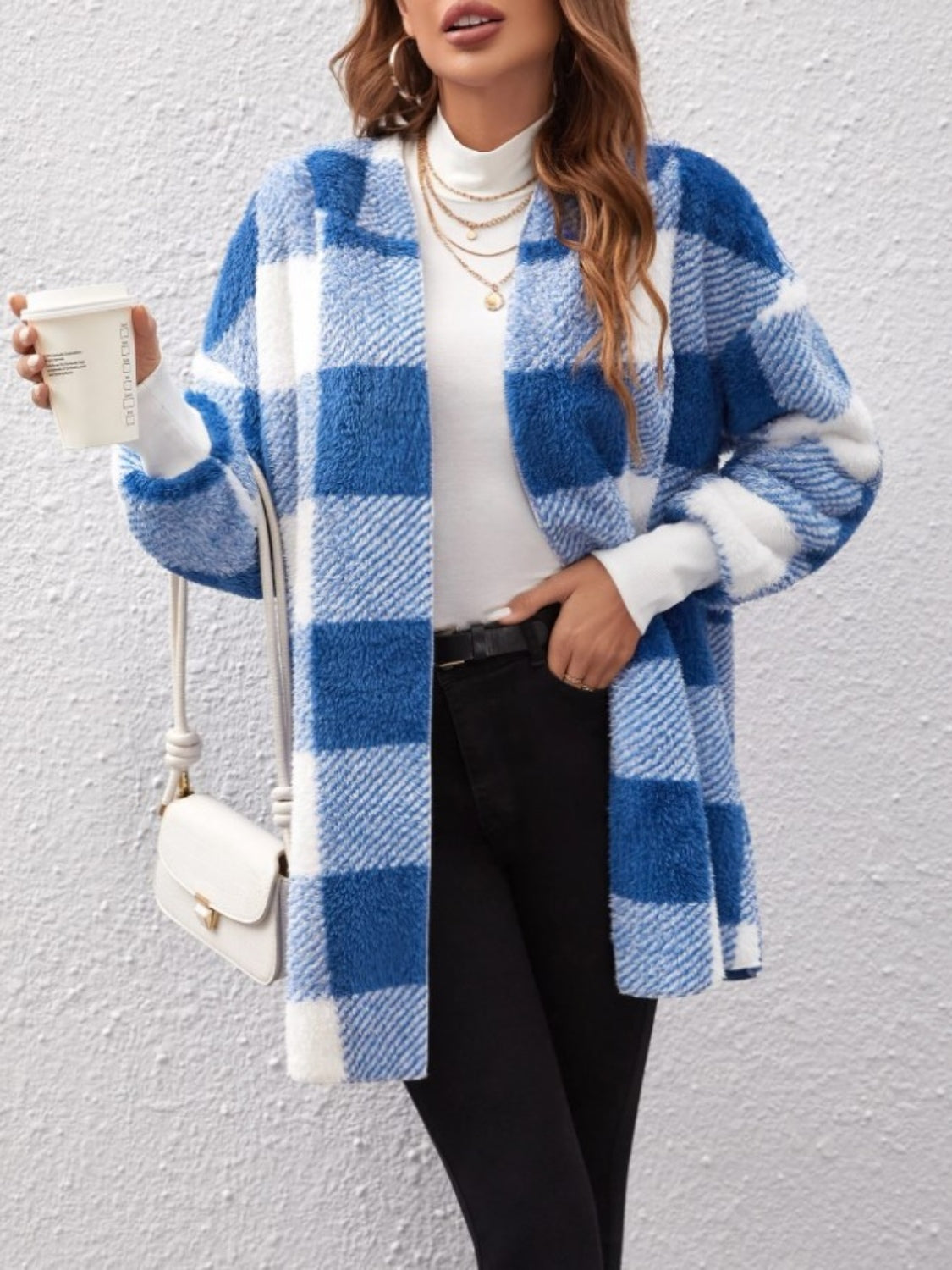 Plaid Long Sleeve Hooded Coat-Angel Casuals