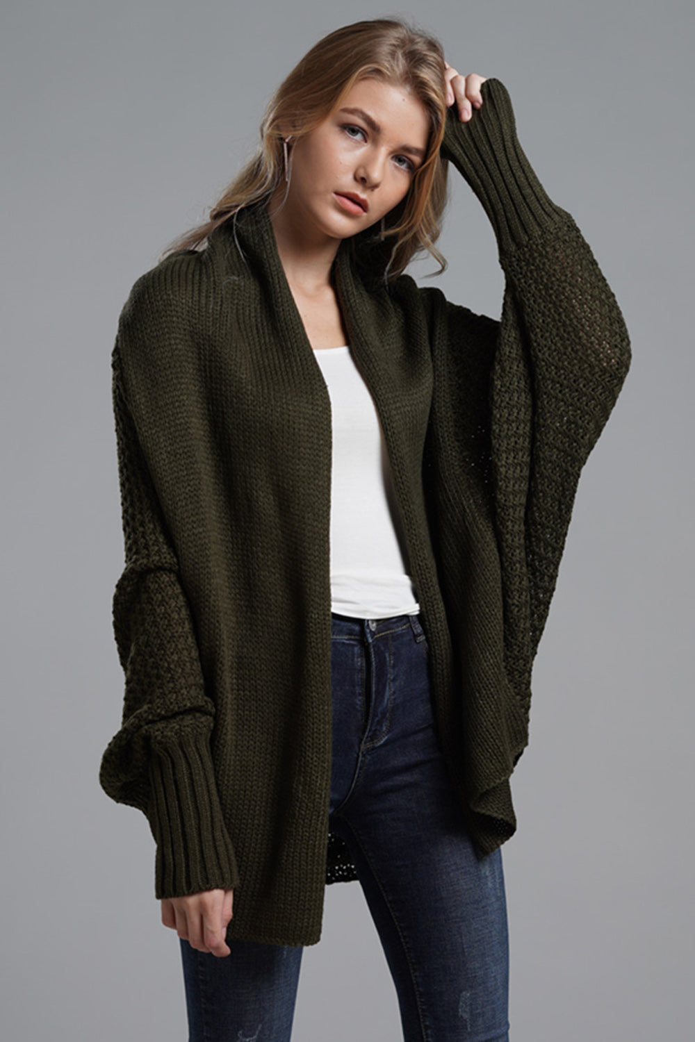 Open Front Batwing Sleeve Cardigan-Angel Casuals