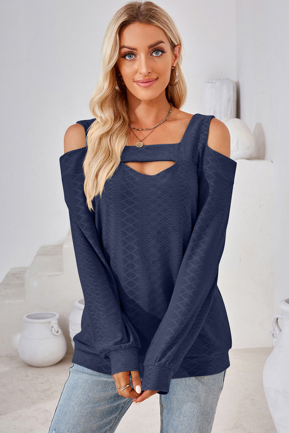 Cutout Square Neck Cold Shoulder T-Shirt-Angel Casuals