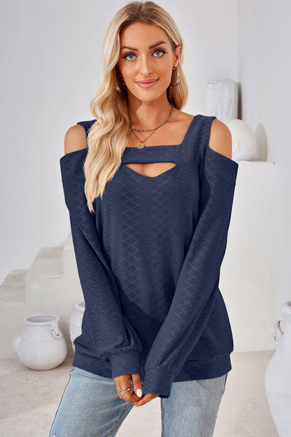 Cutout Square Neck Cold Shoulder T-Shirt-Angel Casuals