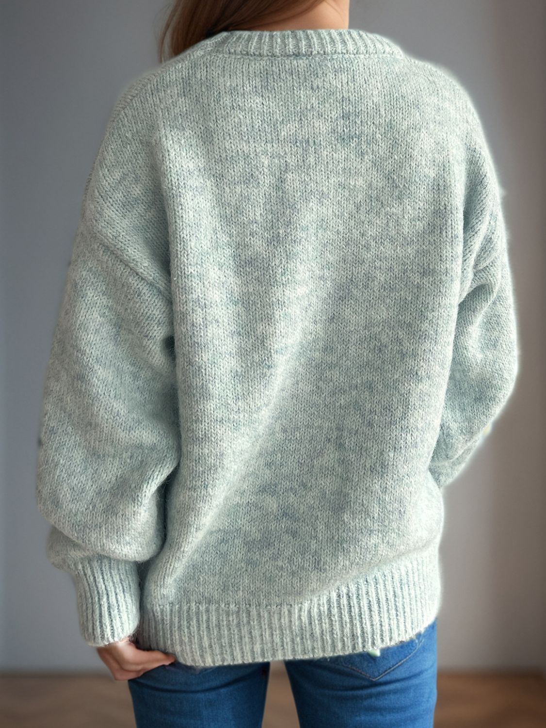 Round Neck Long Sleeve Sweater-Angel Casuals