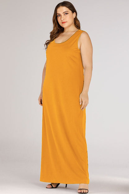 Plus Size Scoop Neck Maxi Tank Dress-Angel Casuals