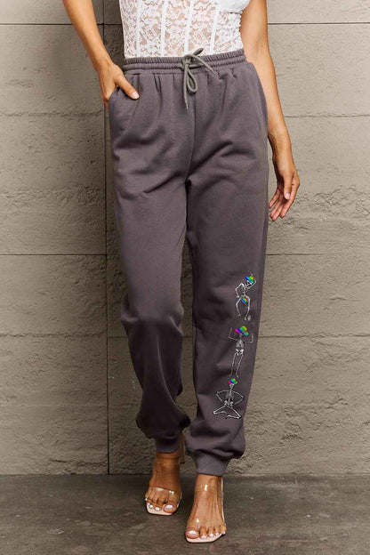 Simply Love Full Size SKELETON Graphic Sweatpants-Angel Casuals