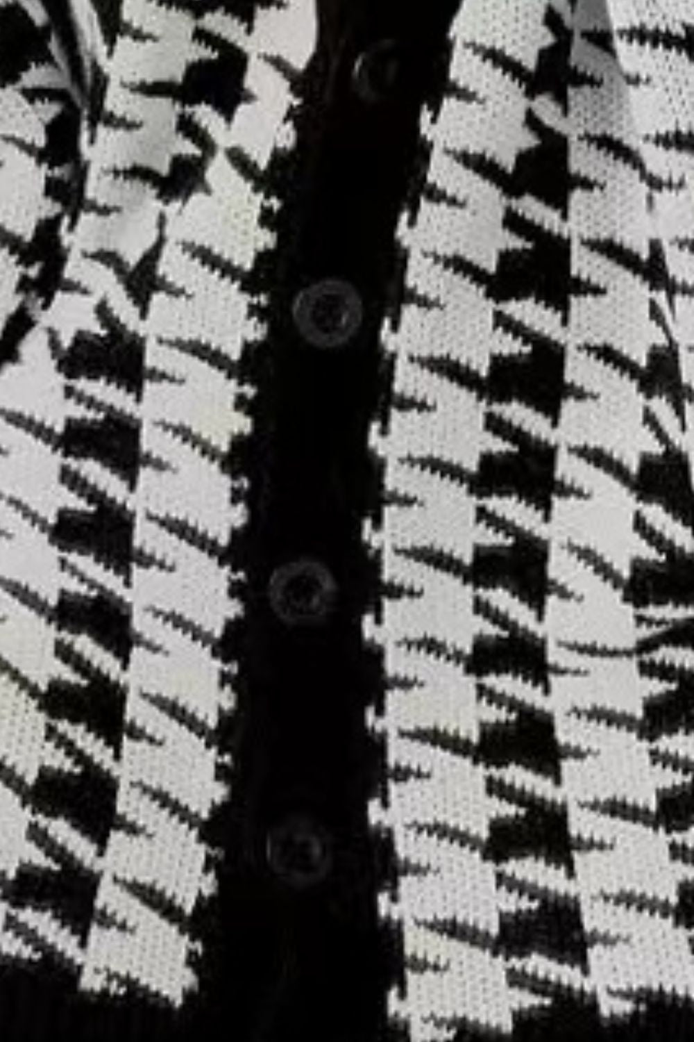 Houndstooth Button Up Long Sleeve Cardigan-Angel Casuals