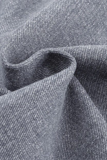 Collared Neck Button Up Denim Jacket-Angel Casuals