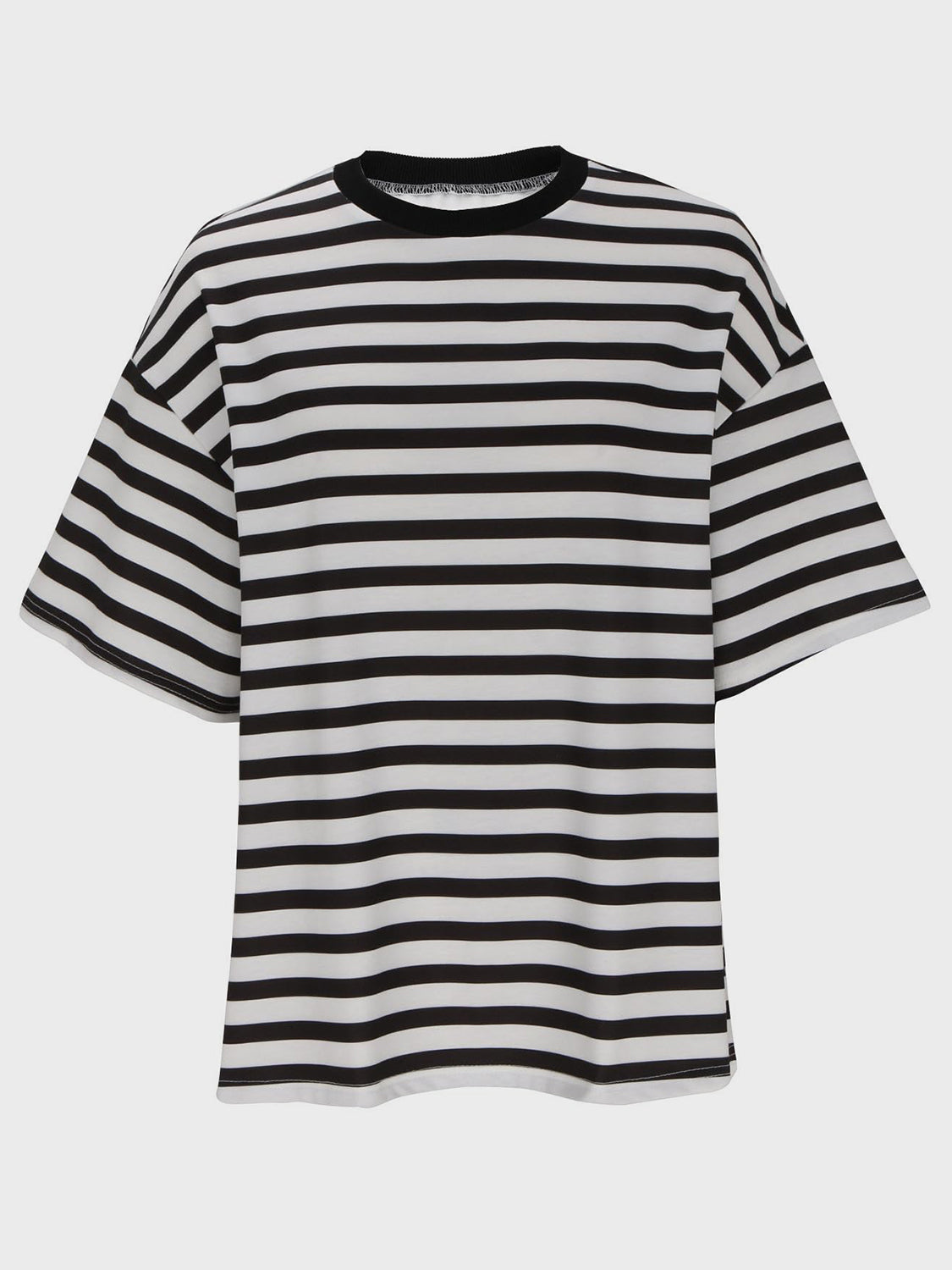 Striped Round Neck Half Sleeve T-Shirt-Angel Casuals