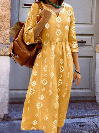 Geometric Notched Neck Dress-Angel Casuals