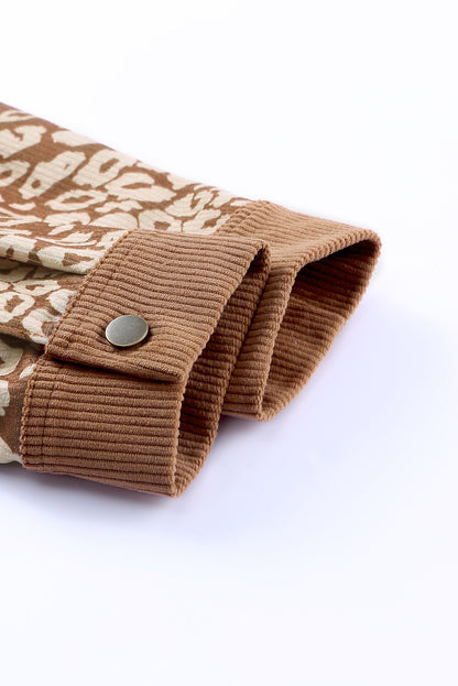 Leopard Button Up Drop Shoulder Jacket-Angel Casuals