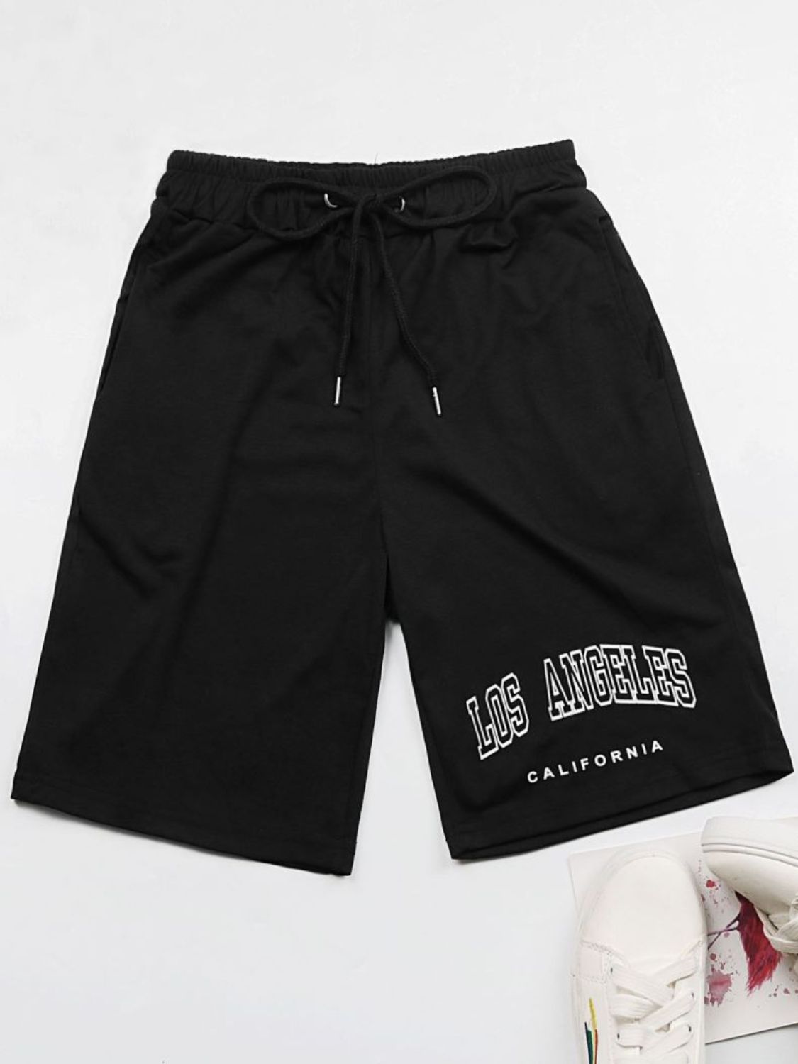 LOS ANGELES CALIFORNIA Graphic Drawstring Shorts-Angel Casuals