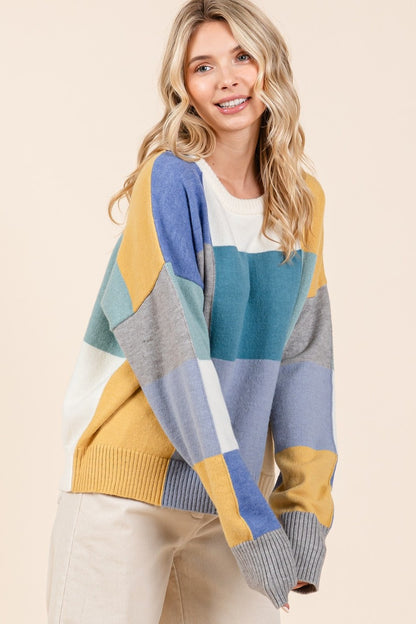 Mittoshop Color Block Round Neck Sweater-Angel Casuals