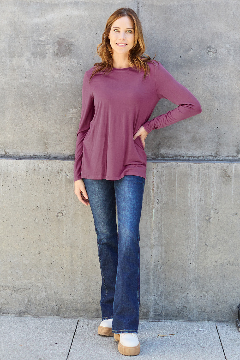 Basic Bae Full Size Round Neck Long Sleeve Top-Angel Casuals