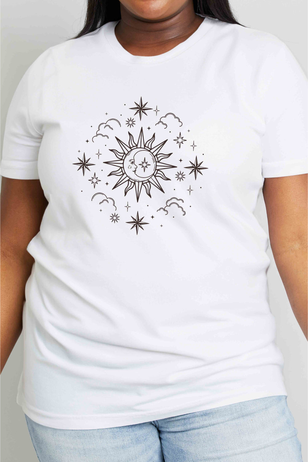 Simply Love Full Size Celestial Graphic Short Sleeve Cotton Tee-Angel Casuals