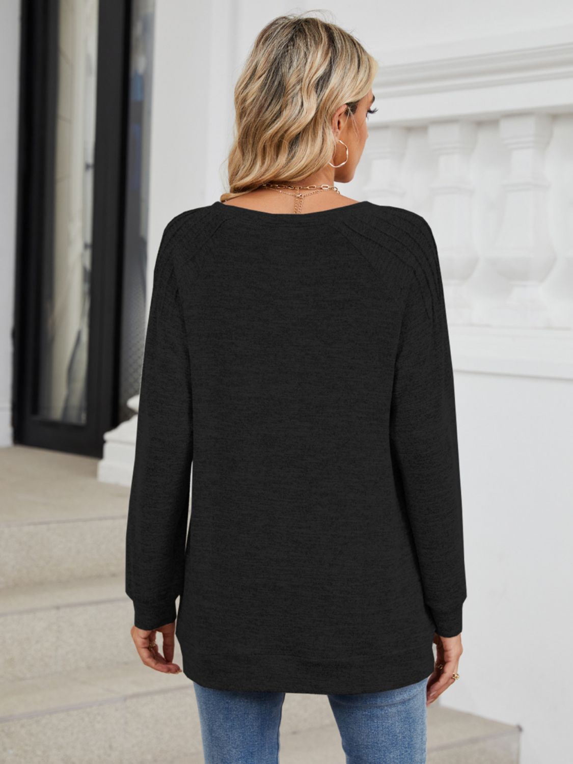 Round Neck Long Sleeve T-Shirt-Angel Casuals