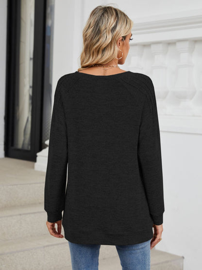Round Neck Long Sleeve T-Shirt-Angel Casuals