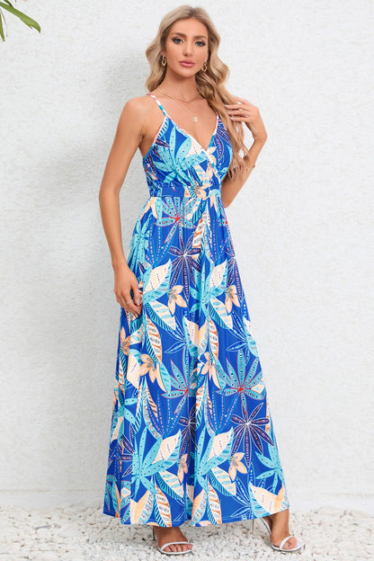 Printed Surplice Maxi Cami Dress-Angel Casuals