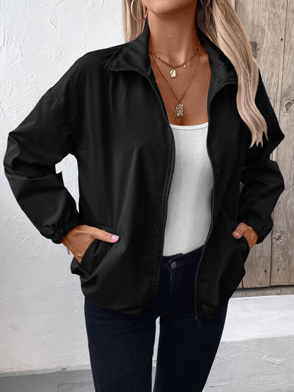 Ivy Lane Pocketed Zip Up Long Sleeve Jacket-Angel Casuals