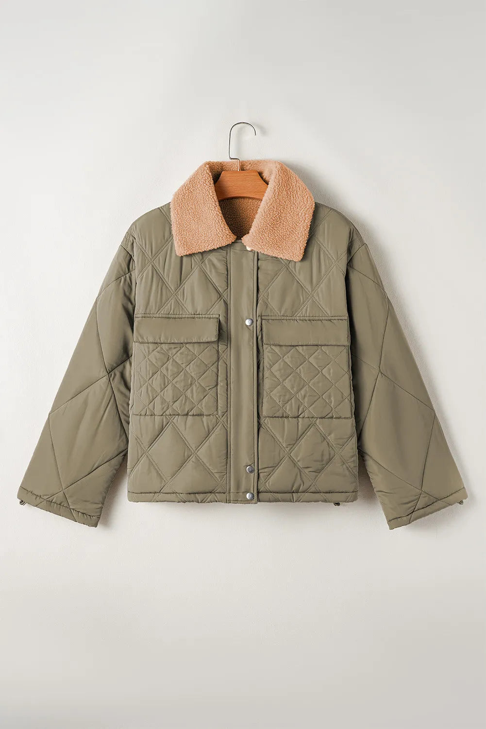 Drawstring Collared Neck Long Sleeve Winter Coat-Angel Casuals