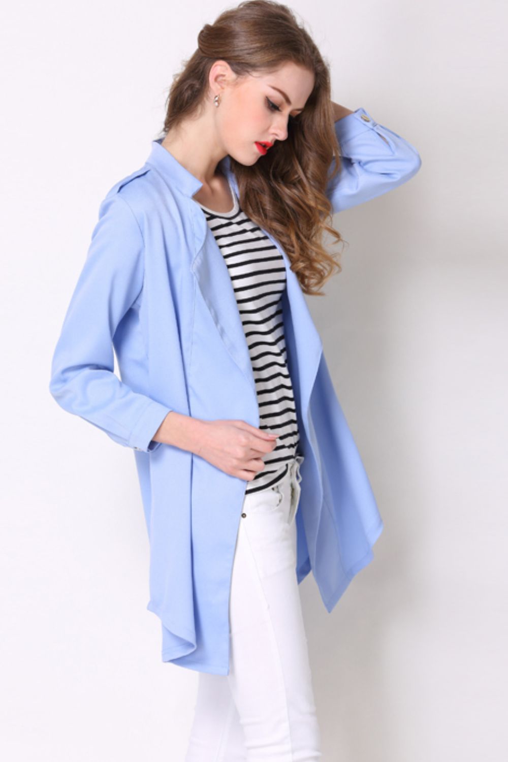 Full Size Open Front Longline Trench Coat-Angel Casuals