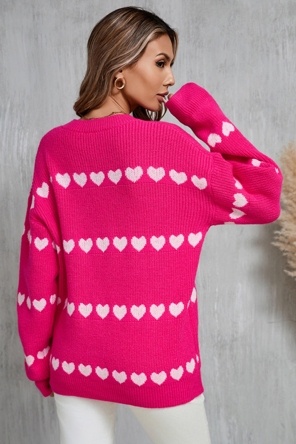 Angel Wings Heart Round Neck Long Sleeve Sweater-Angel Casuals