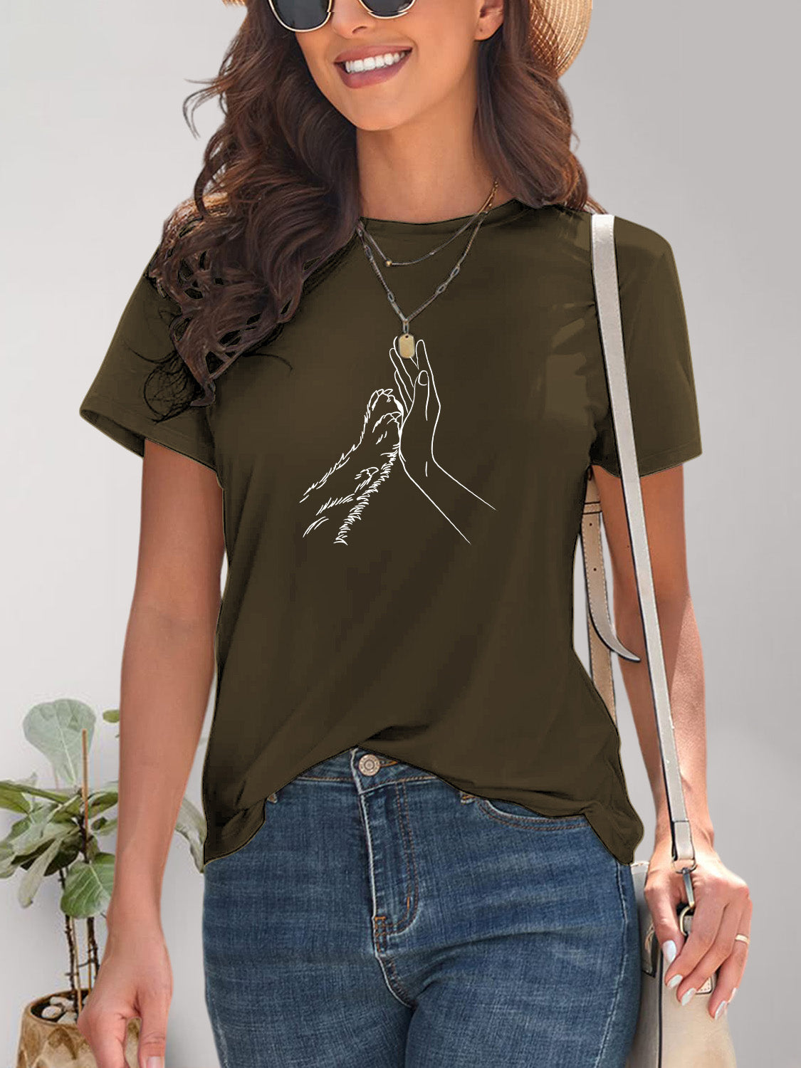 Graphic Round Neck Short Sleeve T-Shirt-Angel Casuals
