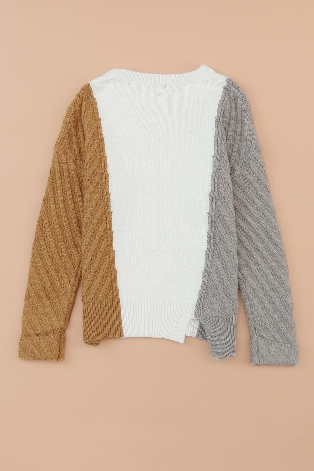 Color Block Textured Drop Shoulder Sweater-Angel Casuals