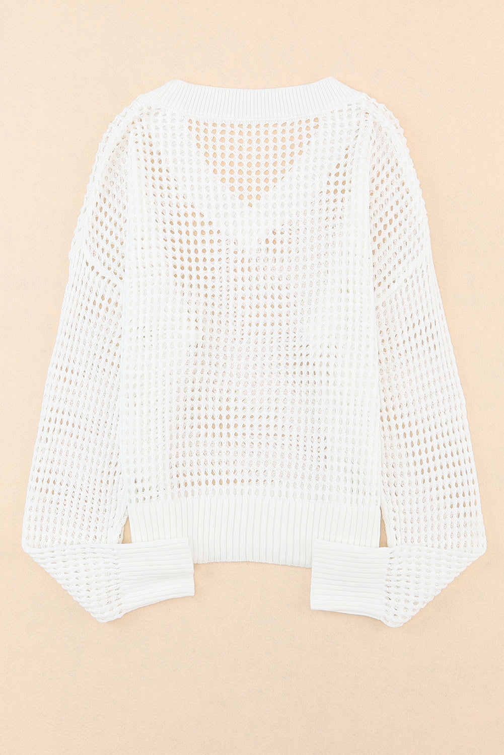 Openwork V-Neck Dropped Shoulder Knit Top-Angel Casuals