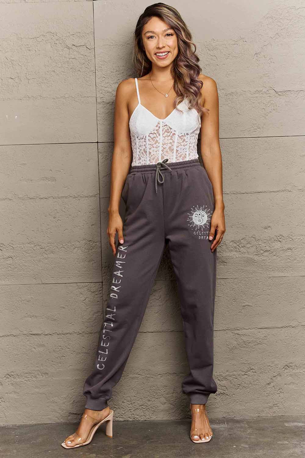 Simply Love Full Size CELESTIAL DREAMER Graphic Sweatpants-Angel Casuals