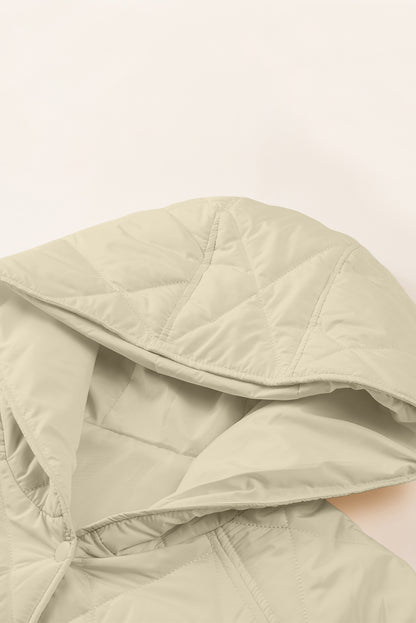 Snap Down Long Sleeve Quilted Winter Coat-Angel Casuals