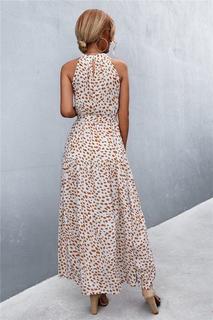 Printed Sleeveless Tie Waist Maxi Dress-Angel Casuals