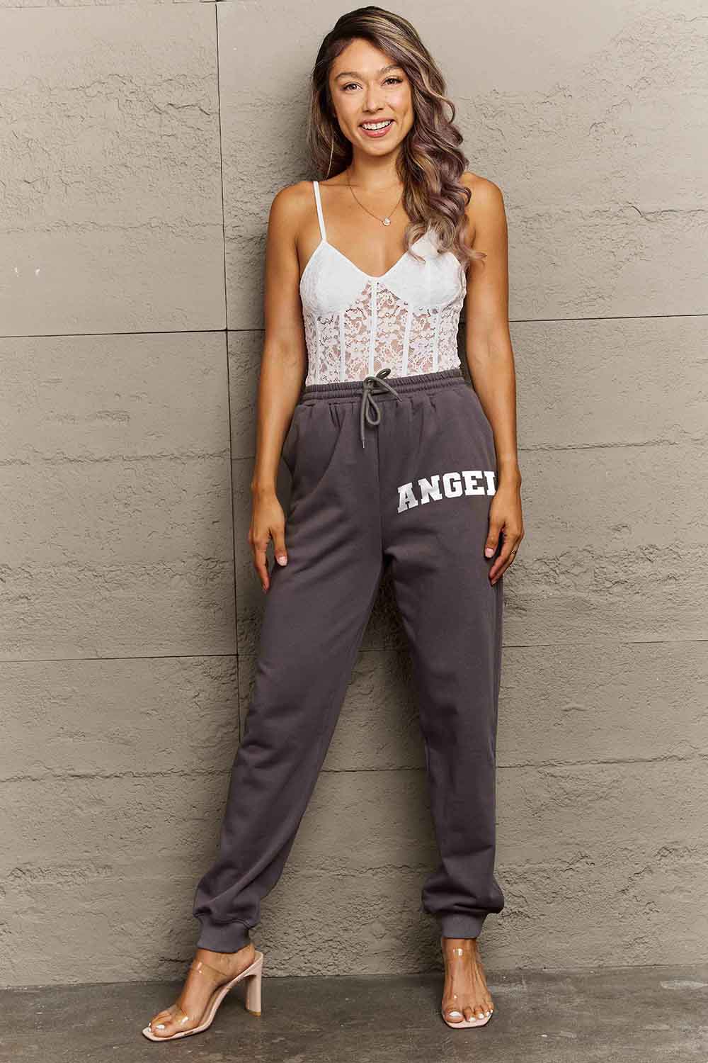 Simply Love Simply Love Full Size Drawstring Angel Graphic Long Sweatpants-Angel Casuals