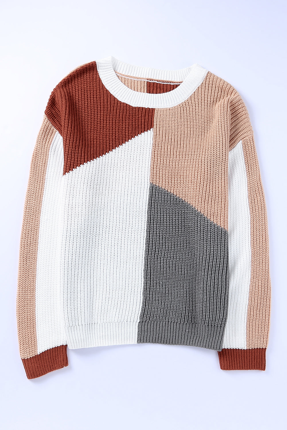 Color Block Drop Shoulder Long Sleeve Sweater-Angel Casuals