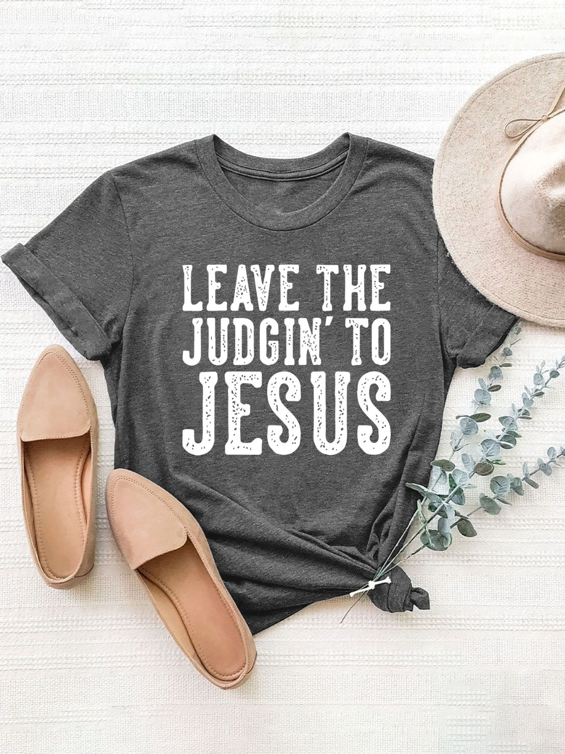 Letter Graphic Round Neck Short Sleeve T-Shirt-Angel Casuals