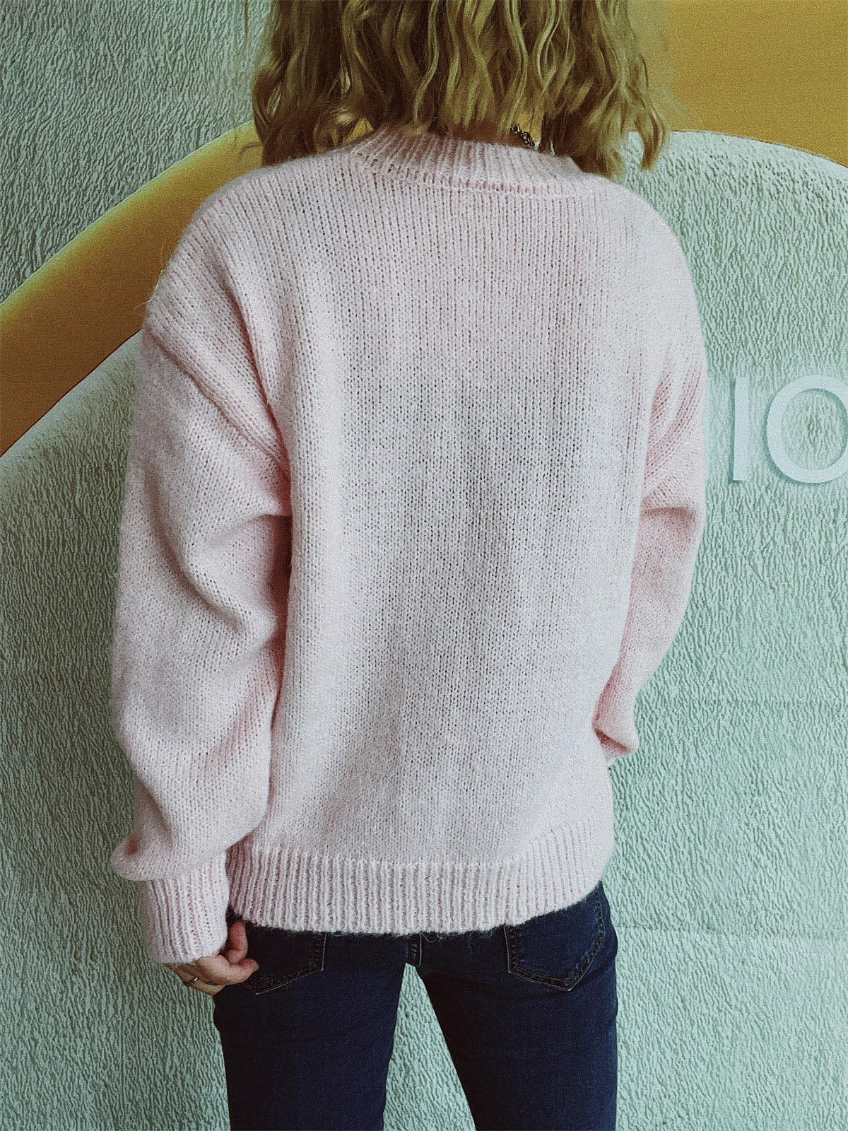 Bow Trim Round Neck Long Sleeve Sweater-Angel Casuals