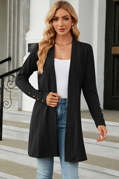 Open Front Long Sleeve Cardigan-Angel Casuals