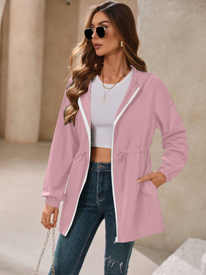 Ivy Lane Outdoor Waterproof Long Sleeve Hooded Windbreaker-Angel Casuals